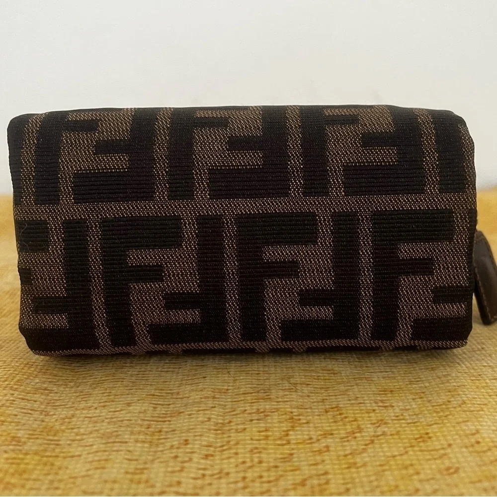 FENDI FF Zucca Monogram Cosmetic/Vanity Pouch Italy EUC Circa1980’s-1990’s